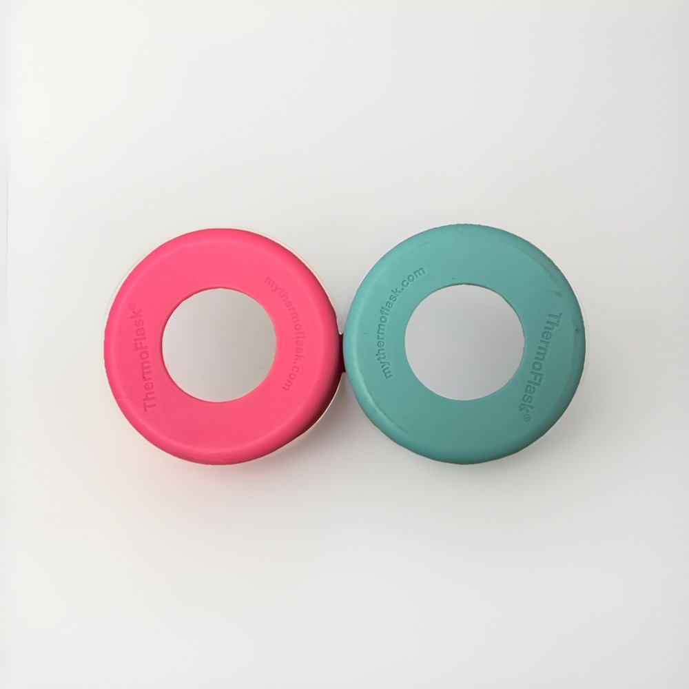 2 ThermoFlask Brand Replacement Boots Bumpers Protect 16 oz Blue Storm Pink EUC